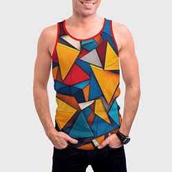 Майка-безрукавка мужская Разноцветные треугольники, цвет: 3D-красный — фото 2