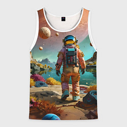 Мужская майка без рукавов Астронавт на красочной планете