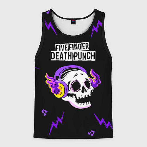 Мужская майка без рукавов Five Finger Death Punch неоновый череп / 3D-Черный – фото 1