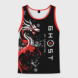 Майка-безрукавка мужская Ghost of Tsushima - snowflakesv, цвет: 3D-красный