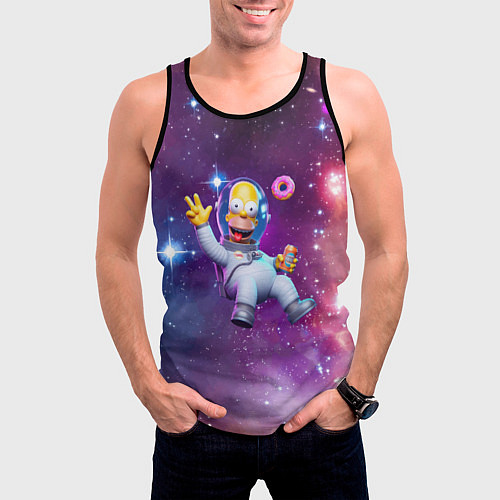 Мужская майка без рукавов Homer Simpson in space - ai art / 3D-Черный – фото 3