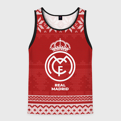 Мужская майка без рукавов Новогодний Real Madrid / 3D-Черный – фото 1