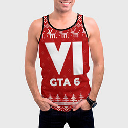 Майка-безрукавка мужская Новогодний GTA 6 с оленями, цвет: 3D-черный — фото 2