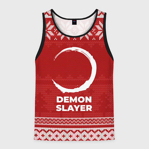Мужская майка без рукавов Новогодний Demon Slayer / 3D-Черный – фото 1