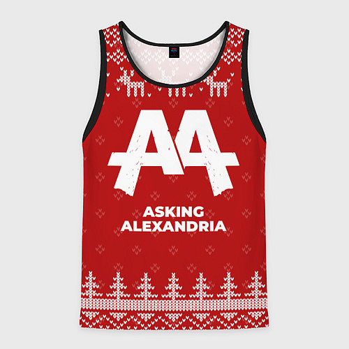 Мужская майка без рукавов Новогодний Asking Alexandria с оленями / 3D-Черный – фото 1