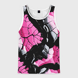 Майка-безрукавка мужская Чёрные линии на чёрно-розовом фоне, цвет: 3D-белый