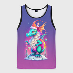 Мужская майка без рукавов Новогодний дракончик - нейроарт