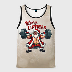 Мужская майка без рукавов Санта тягает штангу