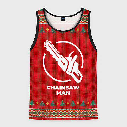 Мужская майка без рукавов Chainsaw Man new year / 3D-Черный – фото 1