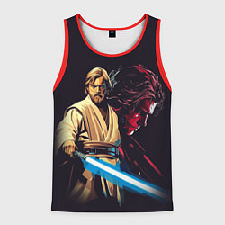 Майка-безрукавка мужская Оби Ван и Энакин - Звездные войны, цвет: 3D-красный