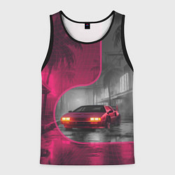 Мужская майка без рукавов Спорткар в тропическом городе