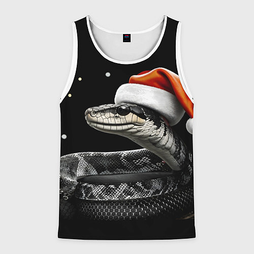 Мужская майка без рукавов Змейка в шапочке на темном / 3D-Белый – фото 1