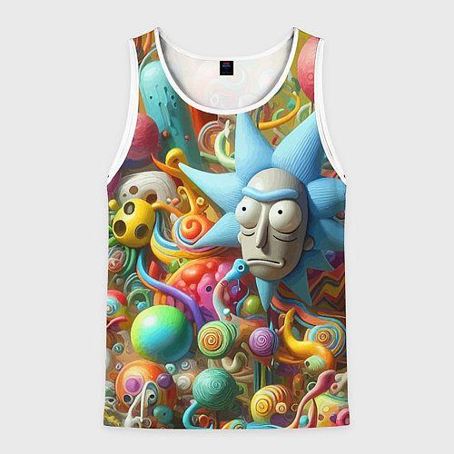 Мужская майка без рукавов Рик Санчес - абстракция / 3D-Белый – фото 1