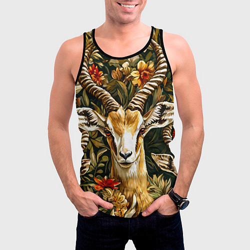 Мужская майка без рукавов Газель / 3D-Черный – фото 3