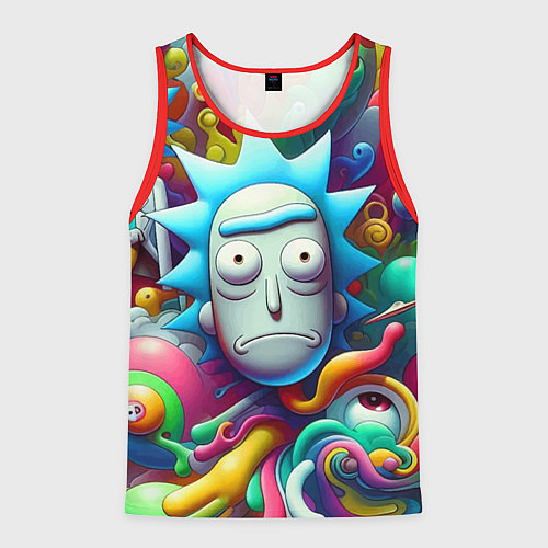 Мужская майка без рукавов Рик Санчес - граффити / 3D-Красный – фото 1