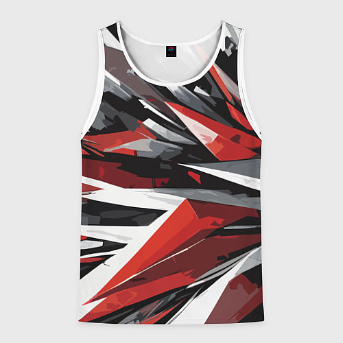 Мужская майка без рукавов Чёрно-красно-белая абстракция / 3D-Белый – фото 1