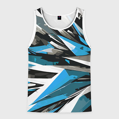 Мужская майка без рукавов Чёрно-сине-белая абстракция / 3D-Белый – фото 1
