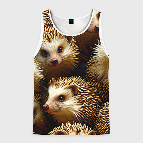 Мужская майка без рукавов Ежи / 3D-Белый – фото 1