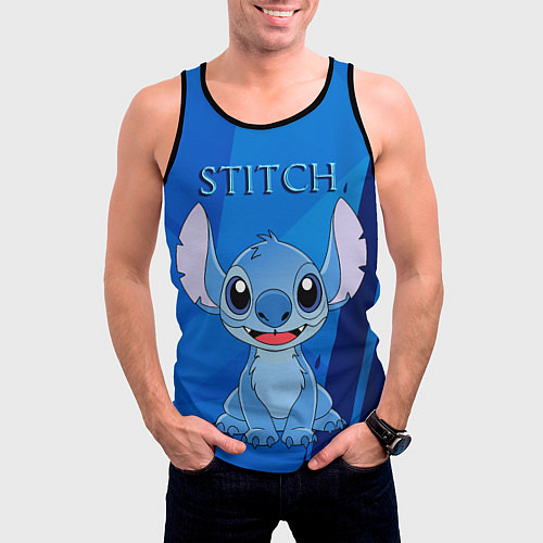 Мужская майка без рукавов Стич / 3D-Черный – фото 3