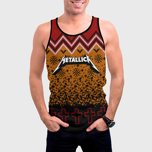 Мужская майка без рукавов Metallica christmas ugly sweater / 3D-Черный – фото 3