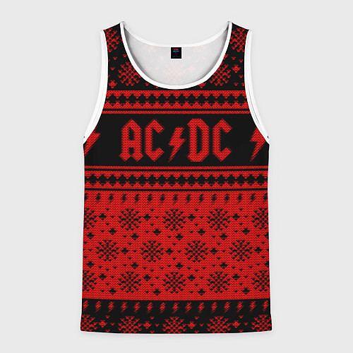 Мужская майка без рукавов ACDC christmas sweater / 3D-Белый – фото 1