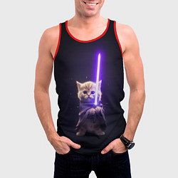 Майка-безрукавка мужская Котик джедай, цвет: 3D-красный — фото 2