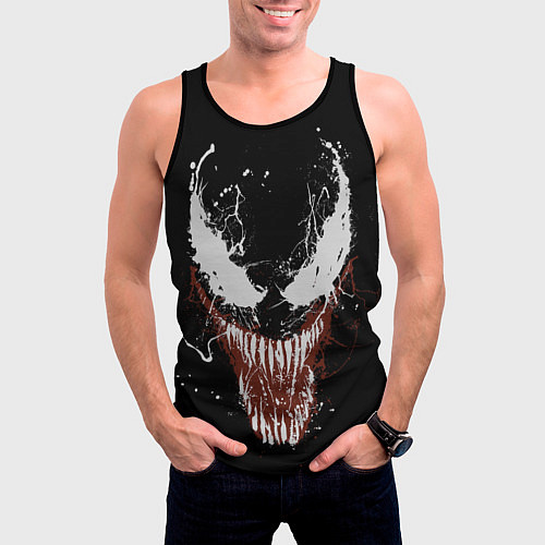 Мужская майка без рукавов Веном - морда / 3D-Черный – фото 3