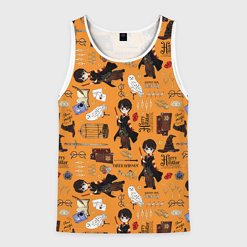 Мужская майка без рукавов Гарри Поттер паттерн / 3D-Белый – фото 1