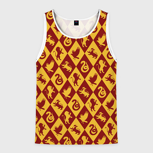 Мужская майка без рукавов Гарри Поттер факультеты / 3D-Белый – фото 1