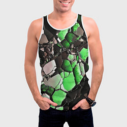 Майка-безрукавка мужская Чёрно-зелёный камень, цвет: 3D-белый — фото 2
