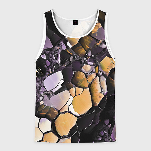 Мужская майка без рукавов Чёрно-жёлтый камень / 3D-Белый – фото 1