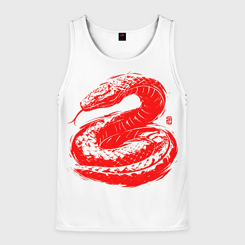 Мужская майка без рукавов Red japan serpent / 3D-Белый – фото 1