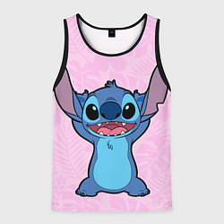 Мужская майка без рукавов Stitch on a pink background