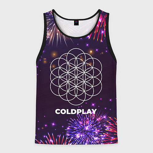 Мужская майка без рукавов Праздничный Coldplay / 3D-Черный – фото 1