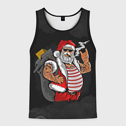 Мужская майка без рукавов Дед мороз панк