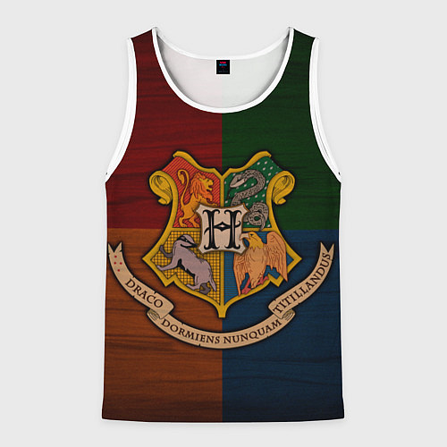 Мужская майка без рукавов Hogwarts emblem / 3D-Белый – фото 1