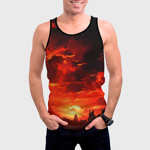 Мужская майка без рукавов Багровый апокалиптический закат / 3D-Черный – фото 3