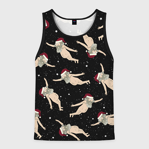 Мужская майка без рукавов Рик и Морти новогодний паттерн / 3D-Черный – фото 1