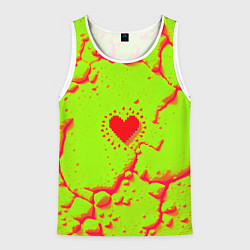 Мужская майка без рукавов Сердечко на кислотном фоне