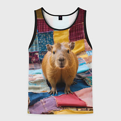 Мужская майка без рукавов Капибара и пэчворк