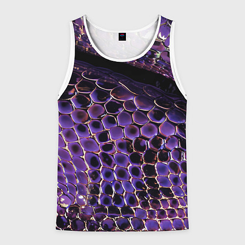 Мужская майка без рукавов Фиолетовая кожа змеи / 3D-Белый – фото 1