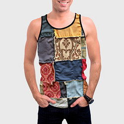 Майка-безрукавка мужская Яркий пэчворк, цвет: 3D-черный — фото 2