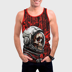Майка-безрукавка мужская Космонавт череп, цвет: 3D-красный — фото 2