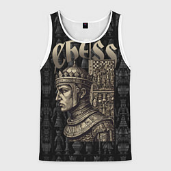 Мужская майка без рукавов Король на фоне шахматных фигур