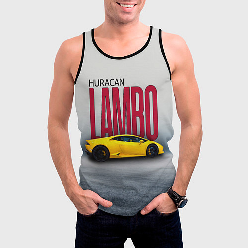 Мужская майка без рукавов Итальянский гиперкар Lambo Huracan / 3D-Черный – фото 3