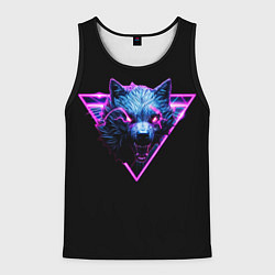 Майка-безрукавка мужская Волк в неоне, цвет: 3D-черный
