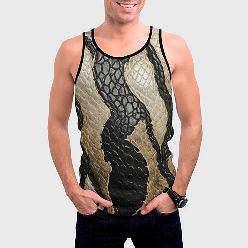 Мужская майка без рукавов В коже рептилии / 3D-Черный – фото 3