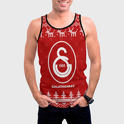 Майка-безрукавка мужская Новогодний Galatasaray с оленями, цвет: 3D-черный — фото 2