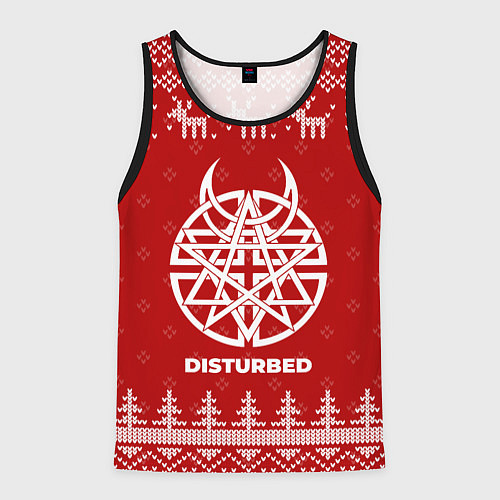 Мужская майка без рукавов Новогодний Disturbed с оленями / 3D-Черный – фото 1