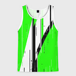 Мужская майка без рукавов Black and white vertical stripes on a green backgr